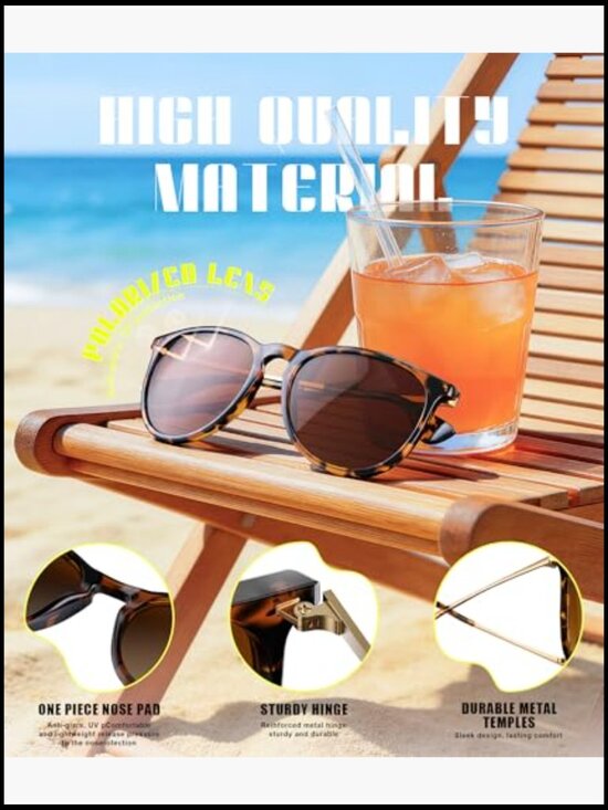 Retro Round Polarized Sunglasses 3 Pack UV400 Protection